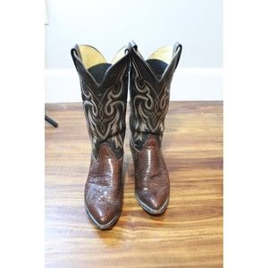 Tony Lama Lizard Western Cowboy Boots Size 7.5 D